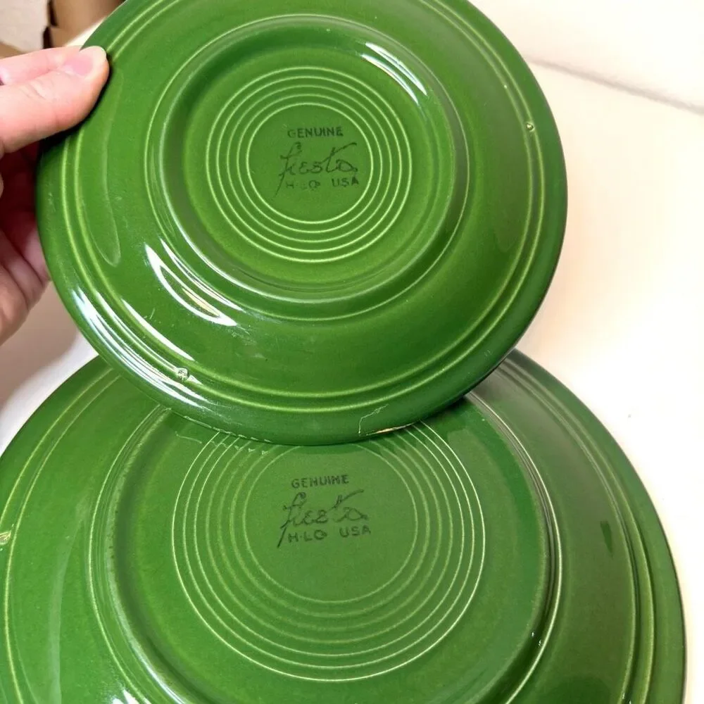 Vintage‎ Fiesta Forest Green 9” Plate & 7” Salad Plate FLAW